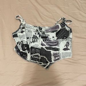 black and white cropped top